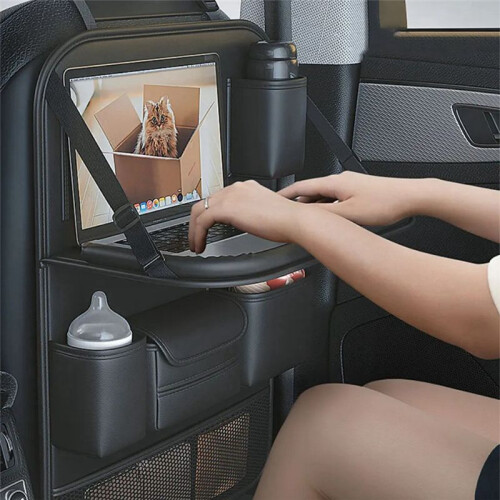 Car Backseat Storage Bag Multi-Pocket  Back Storage Bag Foldable Dining Table Rack Large Capacity Storage Bag 1