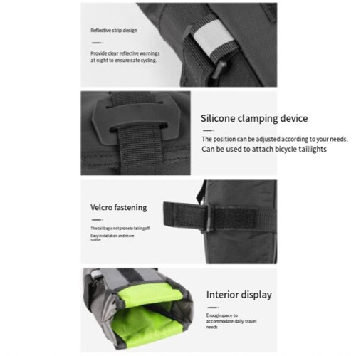 Waterproof  Bicycle Saddle Bag with Reflective Details and Tail Light Hook for Road Bikes,Cycling Storage Accessory 1