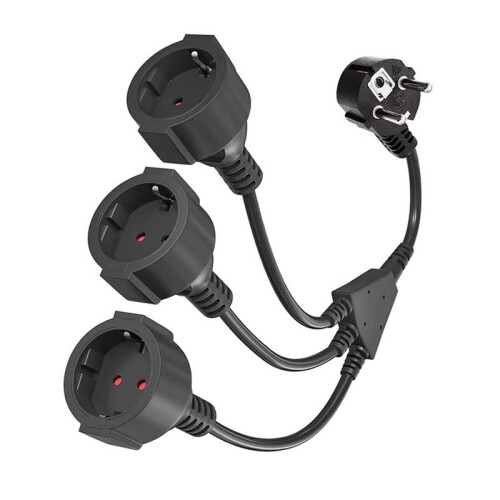 Power Extension Cord Triple Plug Adapter Ideal for Computer & Home Use EU PLUG 1