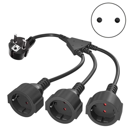 Power Extension Cord Triple Plug Adapter Ideal for Computer & Home Use EU PLUG 2