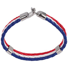 Jewelry Bracelet, France French Flag Bracelet, Alloy, White Red- (Width 14 Mm, Length 23 Cm)