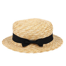 Cute Child Girls Straw Hat Bowknot Sun Hat Kids Large Brim Beach Summer Boater Beach Ribbon Round Flat Top Fedora Hat
