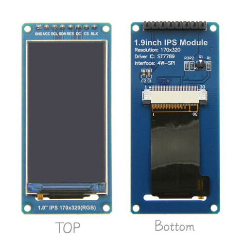 2X Tela LCD TFT de Ângulo Total IPS de 1,9 Polegadas Módulo de Exibição Colorida Porta Serial SPI Alta Definição 170x320 ST7789 2