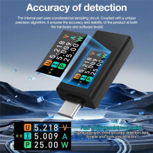 KWS-1902L Typ-C Ström- och Spänningsmonitor 4-30V 0-8A Färgdisplay Ampere Volt Amperemeter Detektor Avstängd Lagring Vit