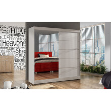 (White, 100cm) ELUKS - DELIN Sliding Doors Wardrobe with Mirror