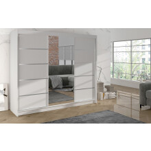 (White, 200cm) ELUKS - DELIN Sliding Doors Wardrobe with Mirror