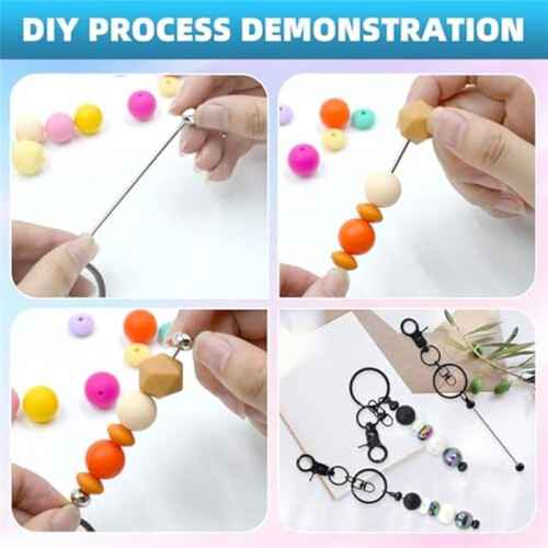 20Pcs Beadable Keychains Bars-DIY Blank Beadable Keychains- Keychain Bars for Beads Keychain Making Kit 2