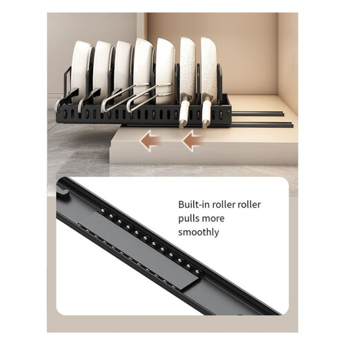Pull-Out Cabinet Storage Telescopic Pot Cover Rack Table Storage Rack Multifunctional Dish Rack Without Punching Holes 2