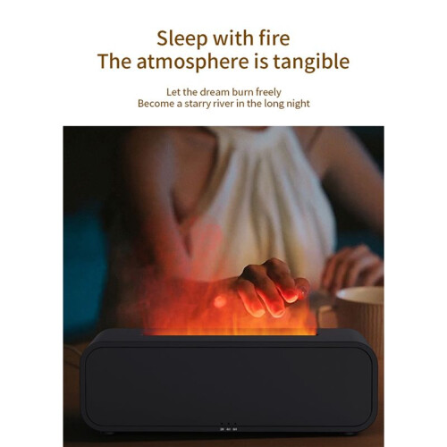 Simulated Flame Aromatherapy Machine Remote Control 7-Color Lighting Timing Mute Humidification Perfume Dilator Black