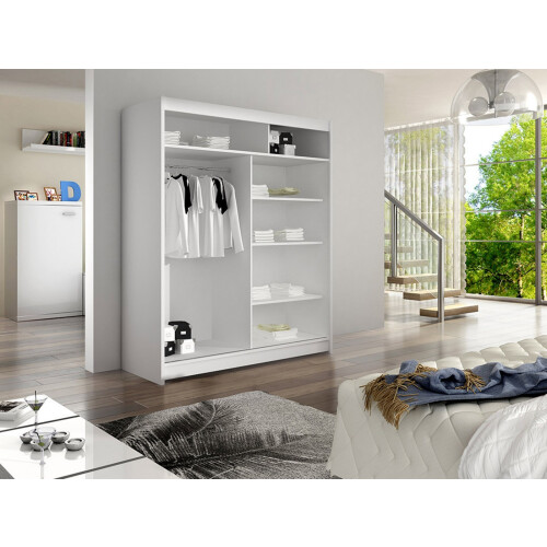 (Black, 120cm) ELUKS - DELIN Sliding Doors Wardrobe with Mirror 2
