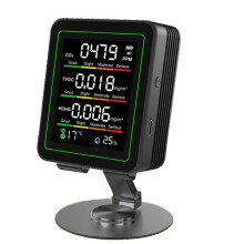 Raumluftqualitätsmonitor, CO2-Monitor/Temperatur/Formaldehyd-Detektor TVOC für Räume, Growzelte mit Halterung Schwarz