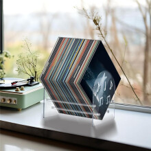 Vinyl Record Holder Desktop Books, Magazine Shelves Acrylic Display Shelf for CD Records Multi-Function Organizer Rack