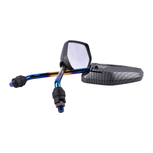 Espelho Retrovisor para Guidão de Motocicleta de 7/8 Polegadas e 10 mm, Espelho Lateral de Fibra de Carbono, Espelho de Ré Universal 2