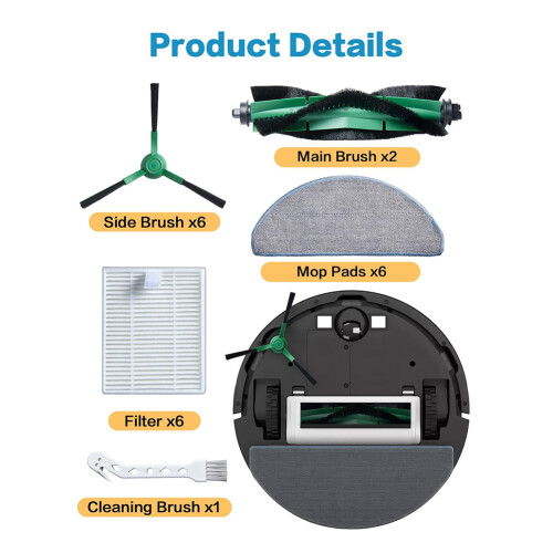 For   Combo Essential / Vac Essential / 2 Essential Parts Accessories Main Side Brush Filter Mop Cloth 1