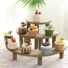 Présentoir à Cupcakes en Bois à 3 Niveaux Présentoir à Cupcakes à Plusieurs Niveaux Présentoir à Gâteaux à Dessert Semi-Circulaire
