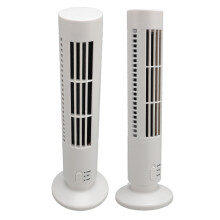 ABS USB Bladeless Portable Tower Fan, 2-Speed Quiet Desk Fan, White