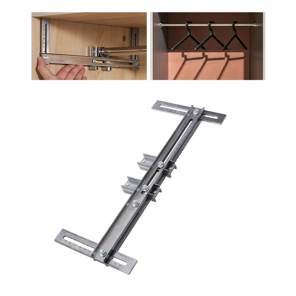 Stainless Steel Cabinet Hardware Jig Template Closet Hanging Rod Locator 3321386051897