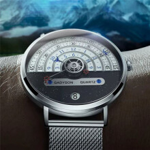 Unique Business Men Watch Fashion Auto Date Stainless Steel Strap Quartz Wristwatch Gifts for Him Calendar Clock B