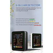 6 in 1 Air Quality Monitor Multifunctional Automatic Display Indoor Office Wall Hanging Screen Display Air Detector B