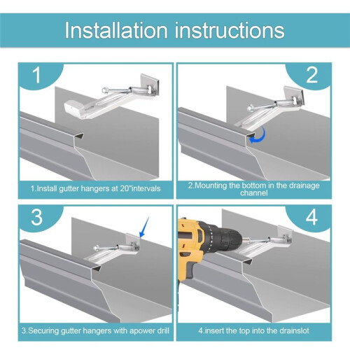 10pcs 5Inch Gutter Hangers with Rust-Resistant Screws,Gutter Clips Hidden Gutter Bracket Come with 1/4Inch Hex Drill Bit 1