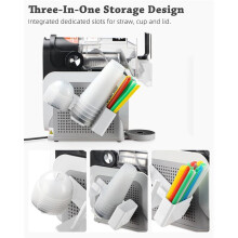 Cup Organizer for Slushie Machine FS301 & FS300,3-in-1 Side-Mounted Holder for Cups, Lids & Straws