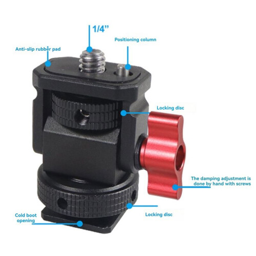 Monitor Mount Holder Tripod  with Cold Shoe Mount Adapter Swivel and Tilt Adjustable for Flash Fill Light 2