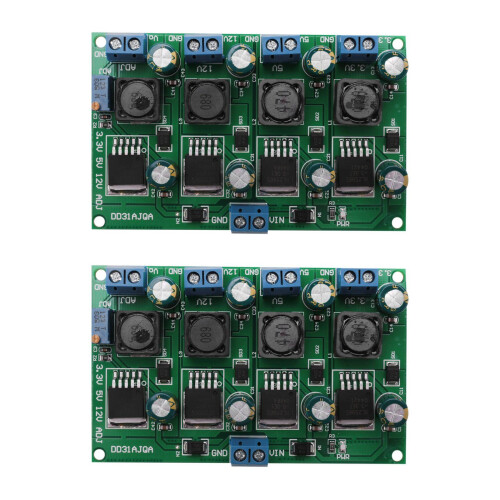 2X 3A 4 Channels Multiple Switching Power Supply Module 3.3V 5V 12V ADJ Output   Step-Down Buck Converter Board