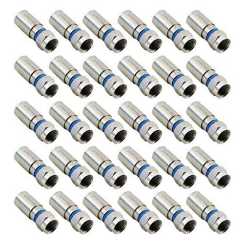 30Pcs RG6 F Compression Connector RF Wire Connector Solderless Adapter
