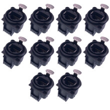10pcs XLR RJ45 Socket Bent Needle Connector Square Shape PCB Panel Mount Chassis XLR Adapter Connector