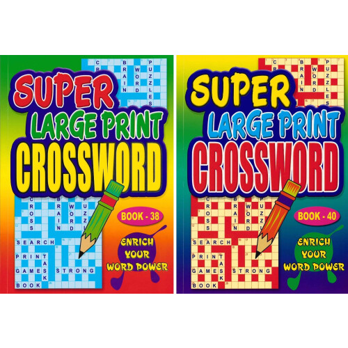 4 Pack A4 Super Large Print Crossword Puzzle Books 2