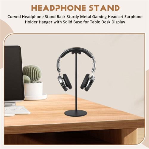 Curved Headphone Stand Rack Sturdy Metal Gaming Headset Earphone Holder Hanger with Solid Base for Table Desk Display,A 1