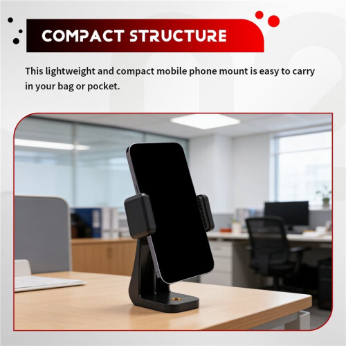 Rotable Phone Clip with 1/4" Screw Horizontal Vertical Shooting Holder Multi-Directional Selfie Mount for 2