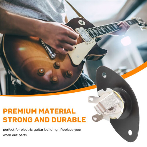 Oval Indented Guitar Jack Plate30 BK Oval Indented Guitar Jack Plate & Socket Black High Quality, 1 Pack 2