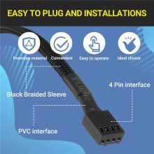 PWM Fan Hub Splitter, 4 Pin Zwart Mouwen 5 Way PC CPU Cooling Case Fan Extension Splitter Adapter Kabel 40 Cm/15.7 Inch