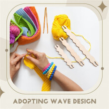 3 Pcs Wooden Weaving Tool Wavy Stick DIY Weaving Tool Shuttles Weaving Stick for Crafts, Knitting Projects