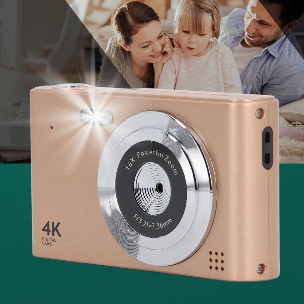 48Mp Digital Camera 2.5K Hd Dual Lens 16X Zoom Pocket Vlogging Gold 4681386055929