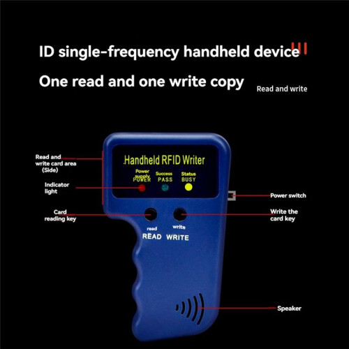 Handheld 125KHz RFID Card Reader Writer + 5 Keyfobs Copier Writer Duplicator Programmer ID Card Copy EM4305 T5577 2