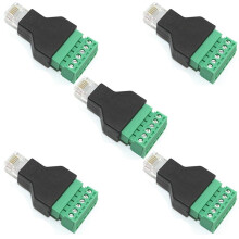 5 Stuks RJ12 Mannelijk Naar 6-Pins Schroefklemmenblokadapter voor Cat3-Handsetkabelverlenging, RJ12 6P6C Modulaire Connectoren