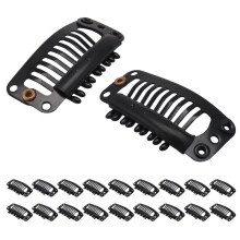 20pcs Black Nine-tooth Clip for hair extension snap clip for DIY use(Black)32MM L