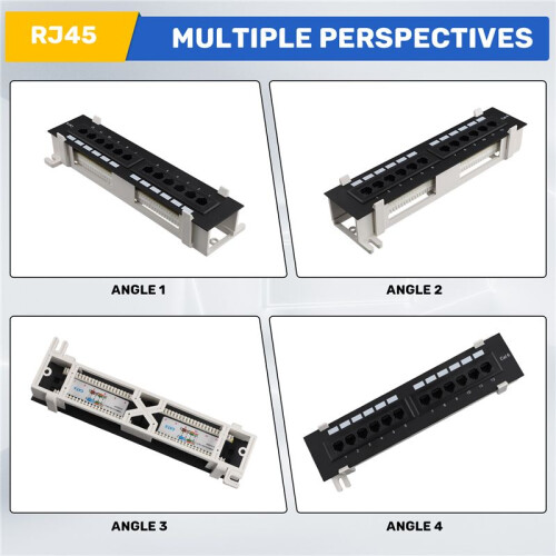 Network Tool Kit 12 Port CAT6 Patch Panel RJ45 Networking Wall Mount Rack with Surface Wall Mount Bracket