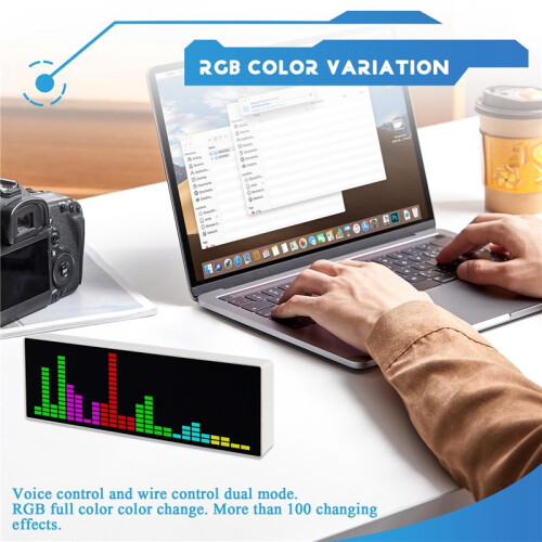 Colorful RGB LED Music Spectrum USB Voice Control  Control Dual Mode Electronic Clock Display 2