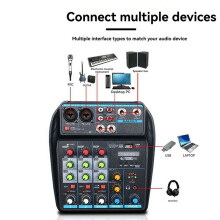 Professional 4-Channel USB Audio Mixer Console with , Recording Capabilities for DJs and PC Mixing