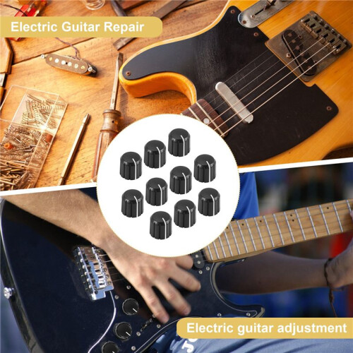 10Pcs Potentiometer Control Knobs for Electric Guitar Volume Tone Knobs Black D Type 6mm 1