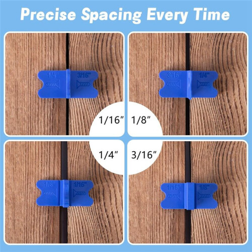 4 Pcs ABS Deck Spacer Tool 4 Thicknesses Deck Board Spacers(1/16in, 1/8in, 3/16in, 1/4in)  Deck Spacers 2