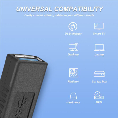 2 Stuks USB 3.0 Type A Vrouw-Vrouw Adapterkoppeling Geslachtswisselaarconnector 2