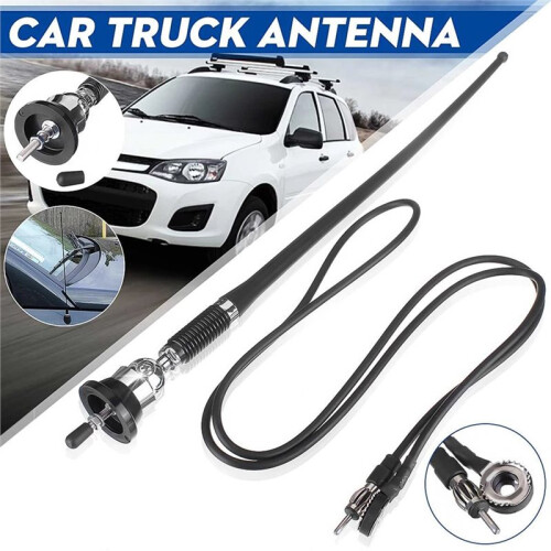 Antena de rádio de teto de carro de 17 polegadas, antena de borracha AM-FM com base giratória de 180 graus e cabo flexível de 51 Polegada 2