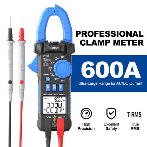 MASTFUYI Digital Clamp Meter RMS AC/ Current Voltage Inrush Current Test High Precision Multimeter Auto Range True 1