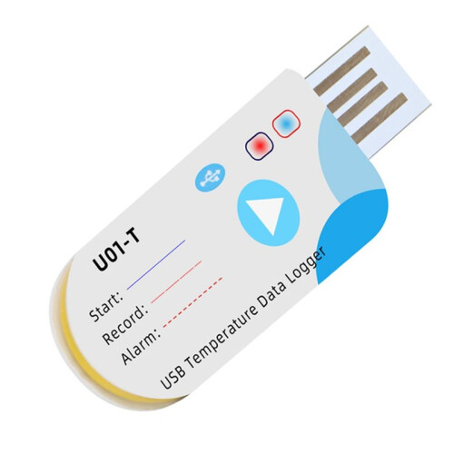 USB Temperature Data Logger Temperature Recorder with 14400 Points 60 Days Disposable for Cold Chain Transport
