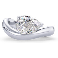 (4, White Gold) HKEDES 14K Gold Plated Wavy Engagement Ring for Women | Solitaire Cubic Zirconia Wedding Band & Promise Rings for Her
