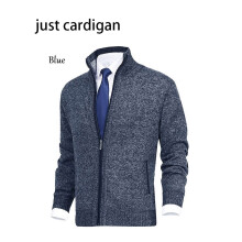 (Blue,XXXXL)Hombres Cárdigan Tejido Suéter Chaqueta Cuello Soporte Calce Suelto Otoño Ropa Invierno